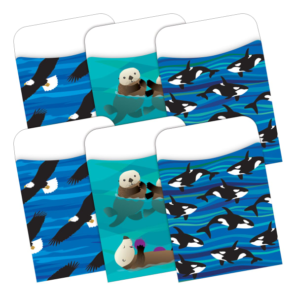 Barker Creek Peel & Stick 2-Design Pockets, 3-1/2in x 5-1/8in, Sea & Sky, Set Of 60