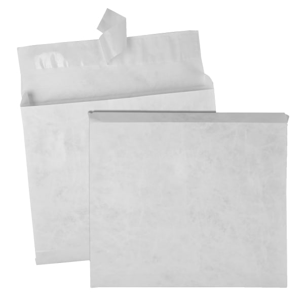 Quality Park Survivor Tyvek Expansion Envelopes, Open Side, 10in x 13in x 2in, Self-Adhesive, White, Box Of 100