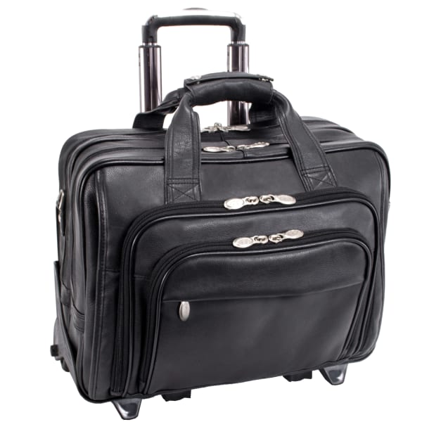 McKlein Gold Coast Detachable-Wheeled Leather Laptop Case, Black