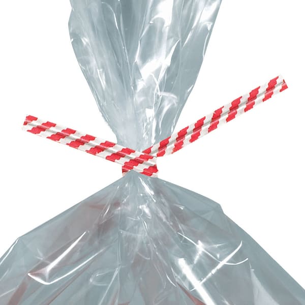 Partners Brand Paper Twist Ties, 5/32in x 7in, Red Stripe, Case Of 2,000
