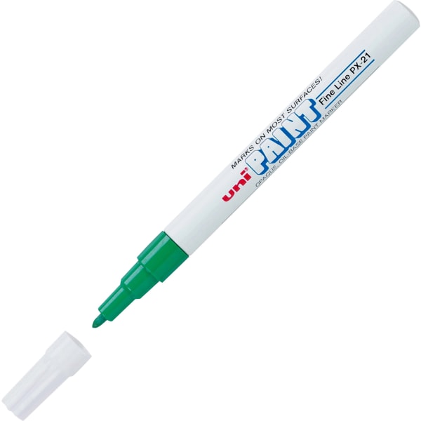 uni-ball uni Paint Oil-Base Marker, Fine, White Barrel, Green Ink