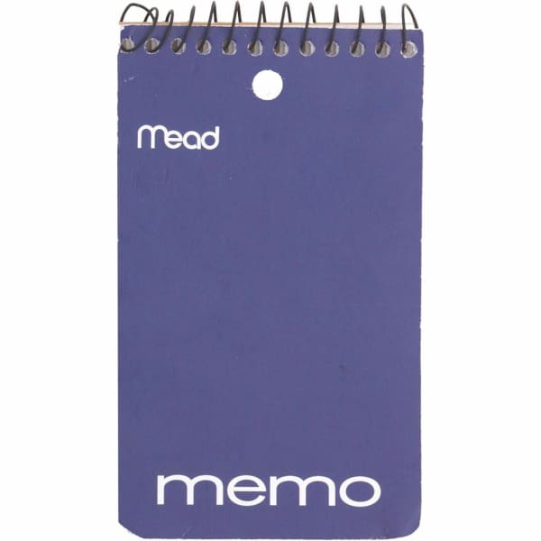 Mead Wirebound Memo Book, 3in x 5in, 60 Sheets, Assorted Colors