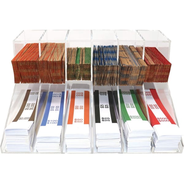 Nadex Coins Acrylic Bills Coins Wrappers Tray - 6 Bill - Acrylic - Clear - 5.3in Height x 7.8in Width x 10.2in Depth