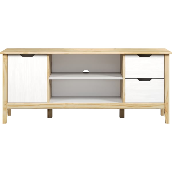 Trendfurn Latera Wood Media Console, 23-1/8inH x 55-1/8inW x 15-1/5inD, White/Natural