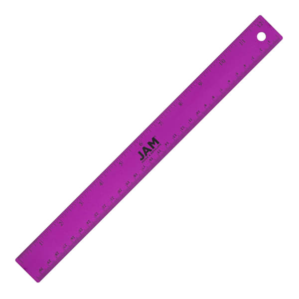 JAM Paper Non-Skid Stainless-Steel Ruler, 12in, Purple