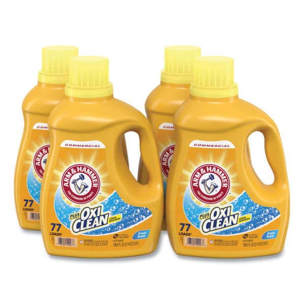 Arm & Hammer OxiClean Concentrated Liquid Laundry Detergent, Fresh, 100.5 oz Bottle, 4/Carton