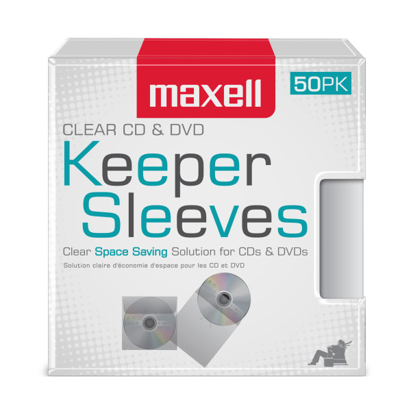 Maxell CD/DVD Keepers, Clear, Pack Of 50