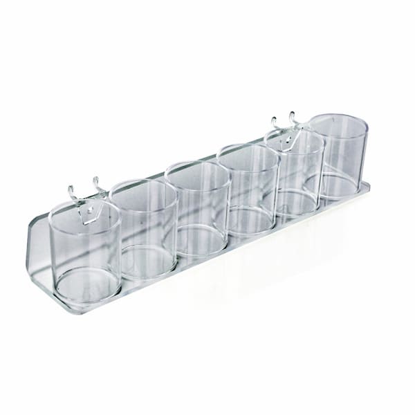 Azar Displays Cup Displays, 6-Cup, 2 5/8inH x 13 3/4inW x 2 3/4inD, Clear, Pack Of 2