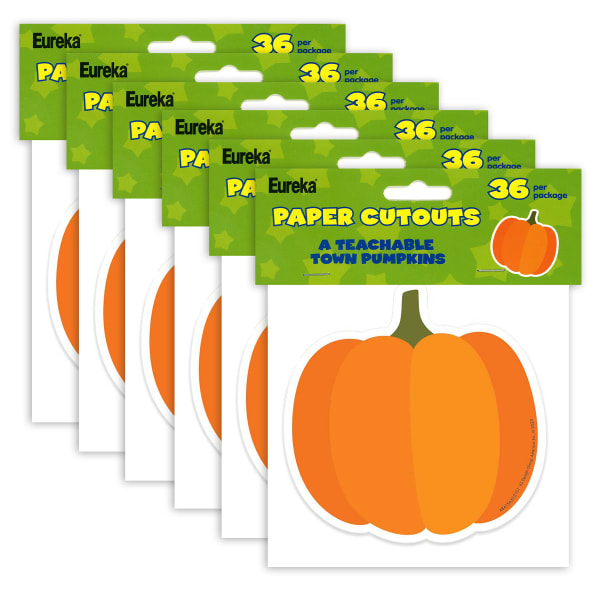 Eureka Paper Cut-Outs, A Teachable Town Pumpkins, 36 Cut-Outs Per Pack, Set Of 6 Packs
