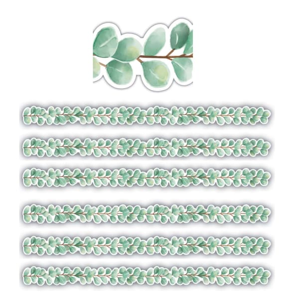 Teacher Created Resources Die-Cut Border Trim, Eucalyptus, 35' Per Pack, Set Of 6 Packs