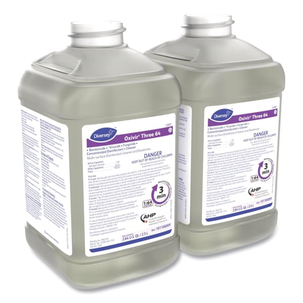 Diversey Oxivir Three 64, Surfectant Scent, 2.5 L Bottle, 2/Carton