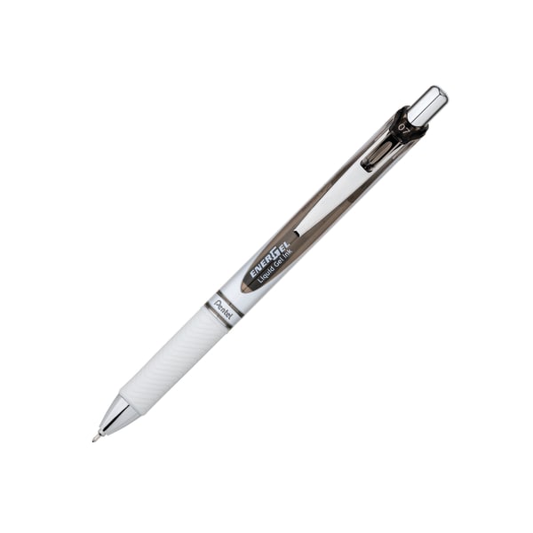 Pentel EnerGel Pearl Pens, 0.7mm, Needle Point, Black Ink, Pack Of 12