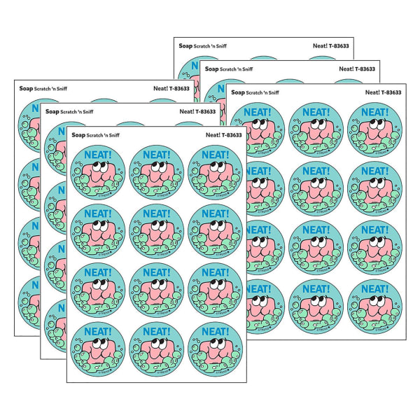 Trend Retro Scratch N Sniff Stinky Stickers, Neat!/Soap Scent, 24 Stickers Per Pack, Bundle Of 6 Packs