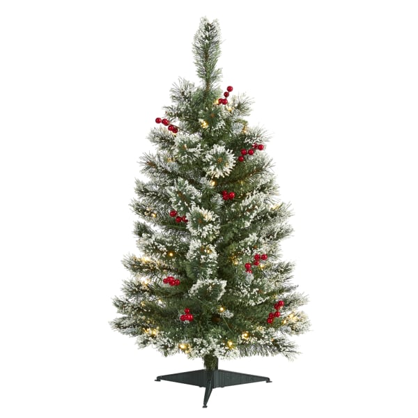 Nearly Natural Frosted Swiss Pine Artificial Christmas Tree, 3'H