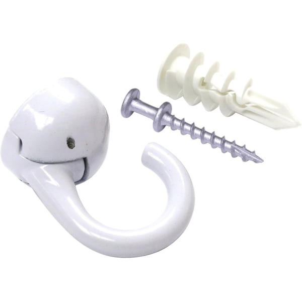 Hangman Indoor/Outdoor Elephant Hook - 30 lb (13.61 kg), 100 lb (45.36 kg) Capacity - 1in Height x 4in Width x 2in Length - for Drywall, Wood - White