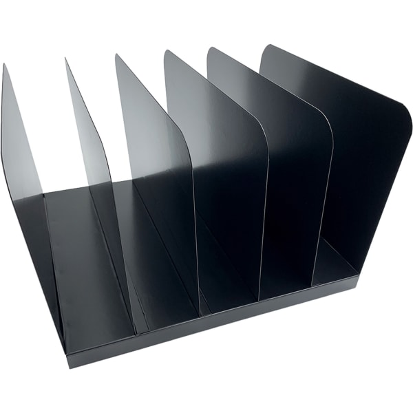 Huron Vertical Desk Organizer - 5 Compartment(s) - Vertical - 7.75in Height x 11in Width x 12.50in Depth - Durable - Black - Steel - 1 Each