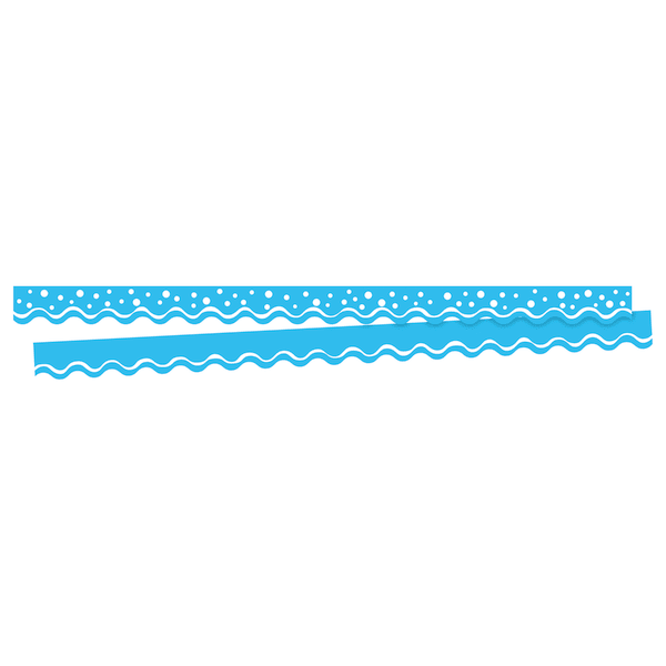 Barker Creek Scalloped-Edge Border Strips, 2 1/4in x 36in, Happy Pool Blue, Pre-K To College, Pack Of 26