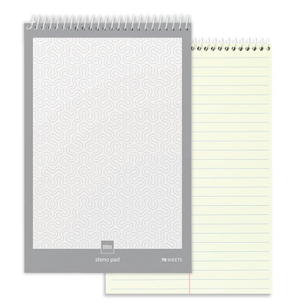 Office Depot Brand Steno Book, 6in x 9in, Gregg Ruled, 70 Sheets, Greentint