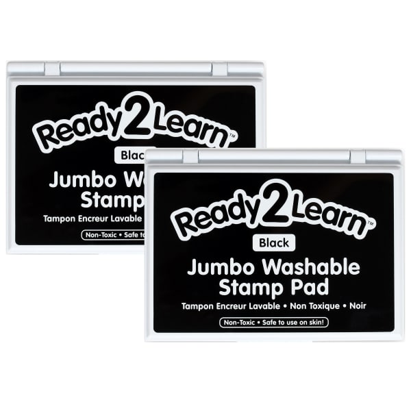 Ready 2 Learn Jumbo Washable Stamp Pads, 4-15/16in x 6-3/4in, Black, Pack Of 2 Pads