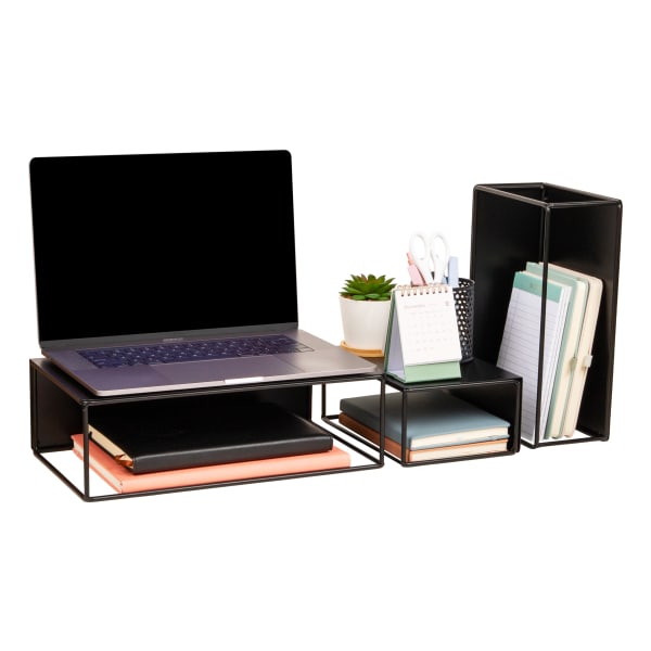Mind Reader Metal Desktop Risers, Black, Total Qty 3