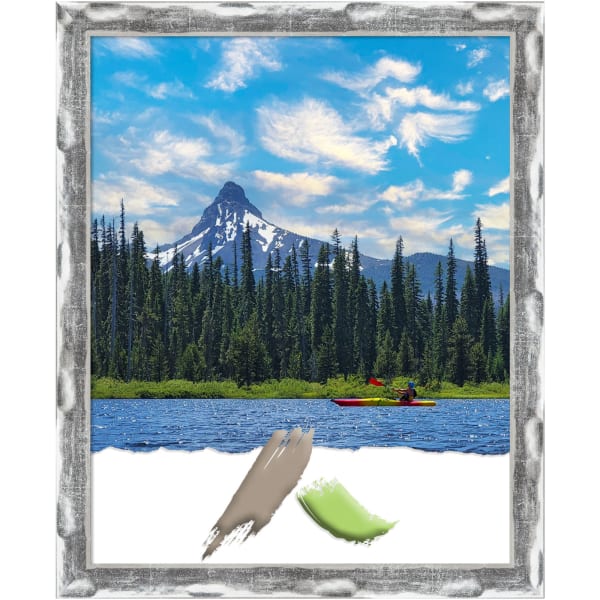 Amanti Art Picture Frame, Opening Size 16in x 20in, 18in x 22in, Scratched Wave Chrome