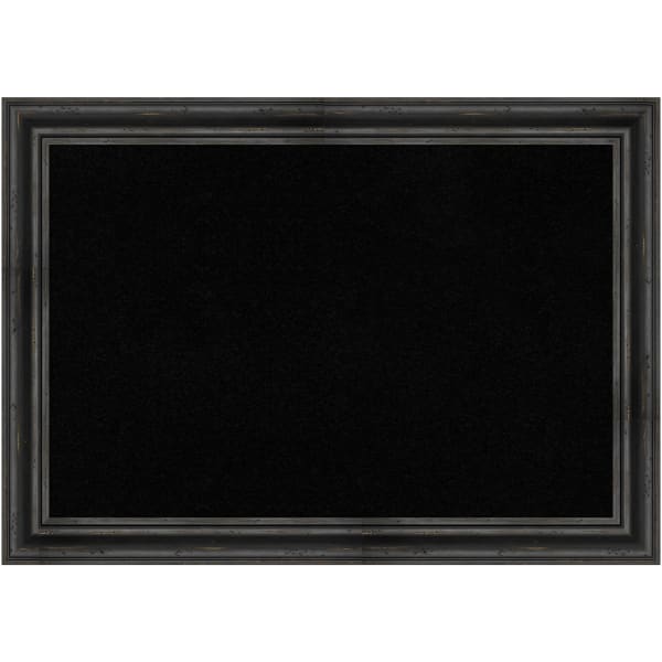 Amanti Art Cork Bulletin Board, 41in x 29in, Black, Rustic Pine Black Wood Frame
