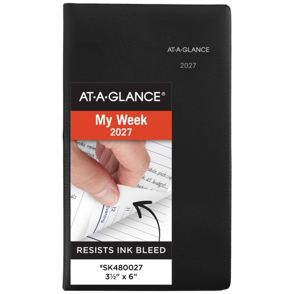 AT-A-GLANCE DayMinder 2027 Weekly Planner, Black, Pocket, 3 1/2in x 6in
