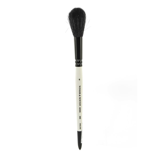 Winsor & Newton Series 340 Paint Brush, Mop Bristle, Pony & Goat Hair, White, Size 6