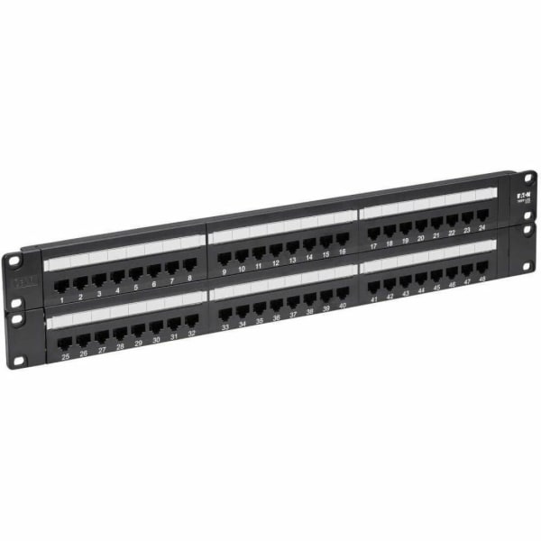 Eaton Tripp Lite Series 48-Port Cat6 Cat5 Patch Panel Rackmount 110 Punch Down RJ45 Ethernet 1URM 568B - Patch panel - CAT 6 - 19in - 48 ports