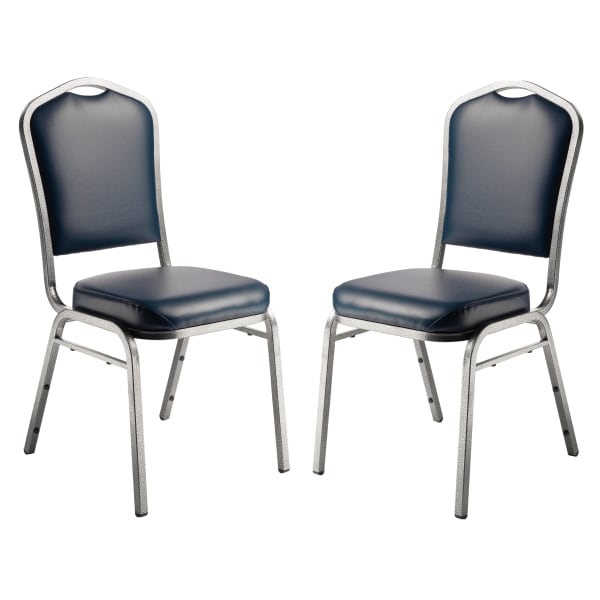 National Public Seating 9300 Series Deluxe Upholstered Banquet Chairs, Midnight Blue/Silvervein, Pack Of 2 Chairs