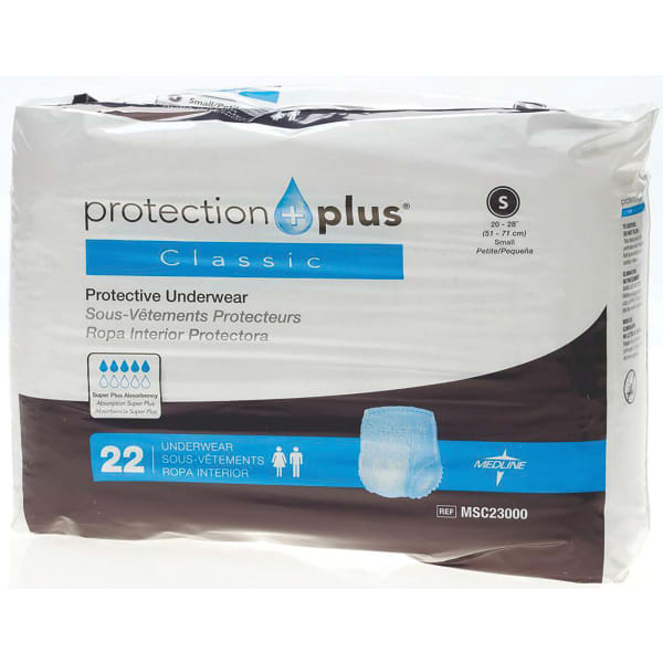 Protection Plus Classic Protective Underwear, Small, 20 - 28in, White, Bag Of 22