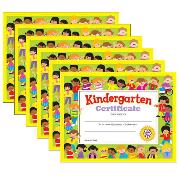 TREND Kindergarten Certificate, 30 Per Pack, Set Of 6 Packs