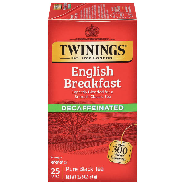 Twinings English Breakfast Decaf Tea Bags, 25/Box