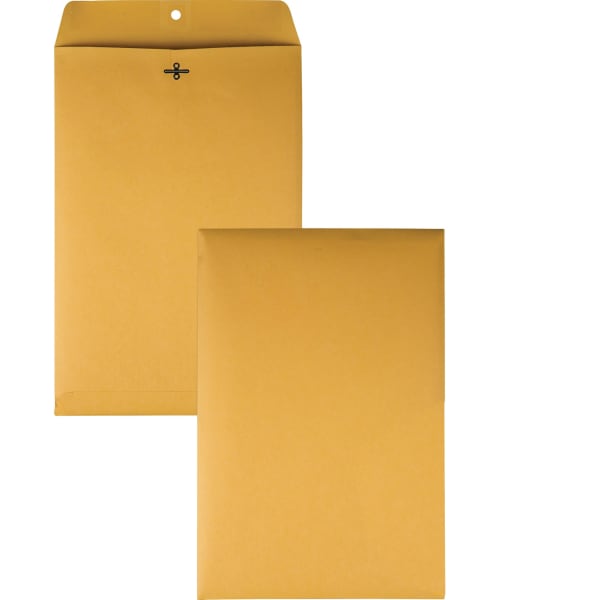Quality Park 10 x 15 Clasp Envelopes with Deeply Gummed Flaps - Clasp - #98 - 10in Width x 15in Length - 28 lb - Gummed - Kraft - 100 / Box - Kraft