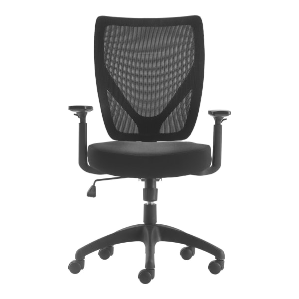 Serta Works - Chair - task - ergonomic - mid-back - armrests - T-shaped - tilt - swivel - polyester blend fabric, mesh - black