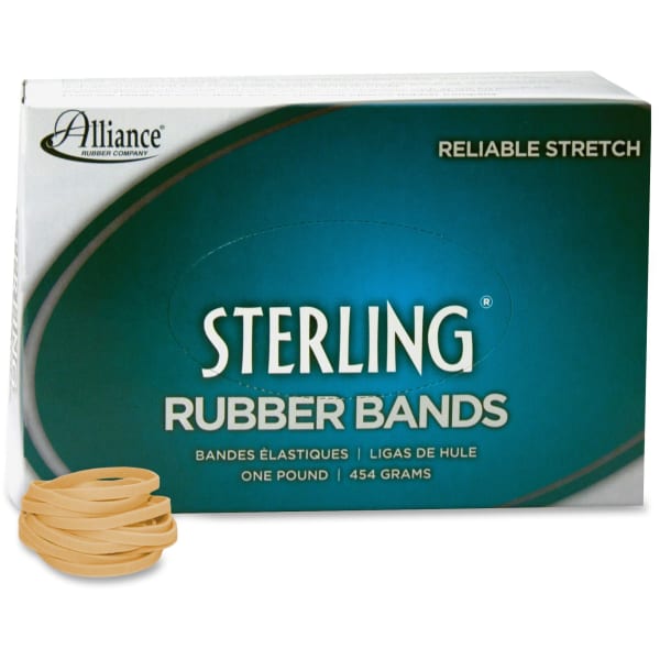 Alliance Rubber 24305 Sterling Rubber Bands, Size #30, 2in x 1/8in, Natural Crepe, Approximately 1500 Bands