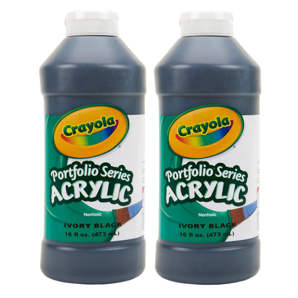 Crayola Portfolio Series Acrylic Paint, 16 oz., Ivory Black, Pack Of 2