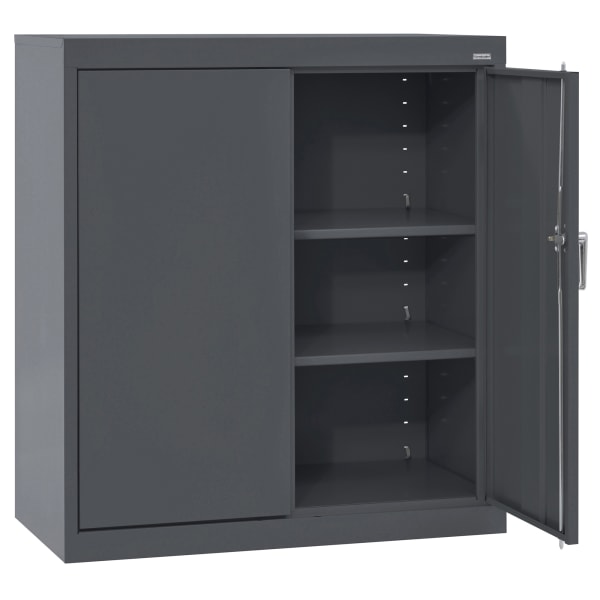 Sandusky Classic Series Medium-Duty Assembled Counter-Height Storage Cabinet, 36inH x 36inW x 18inD, Charcoal