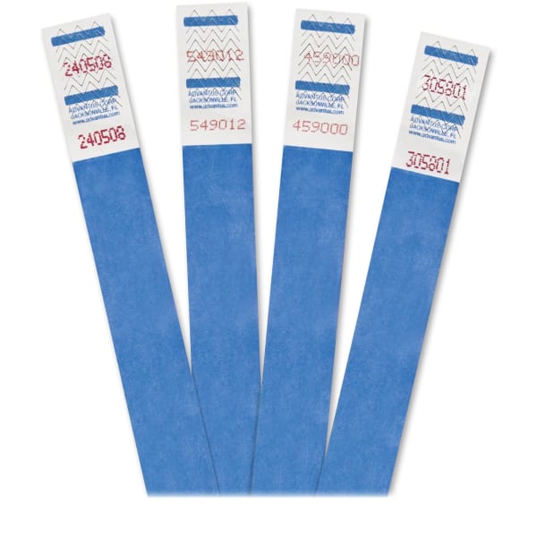 Advantus Tyvek Colored Wrist Bands, 3/4in x 10in, Blue, Pack Of 500
