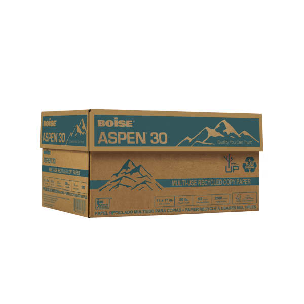 Boise ASPEN 30 Multi-Use Printer & Copy Paper, 1 Ream, White, Ledger (11in x 17in), 500 Sheets Per Ream, 20 Lb, 92 Brightness, 30% Recycled, FSC Certified