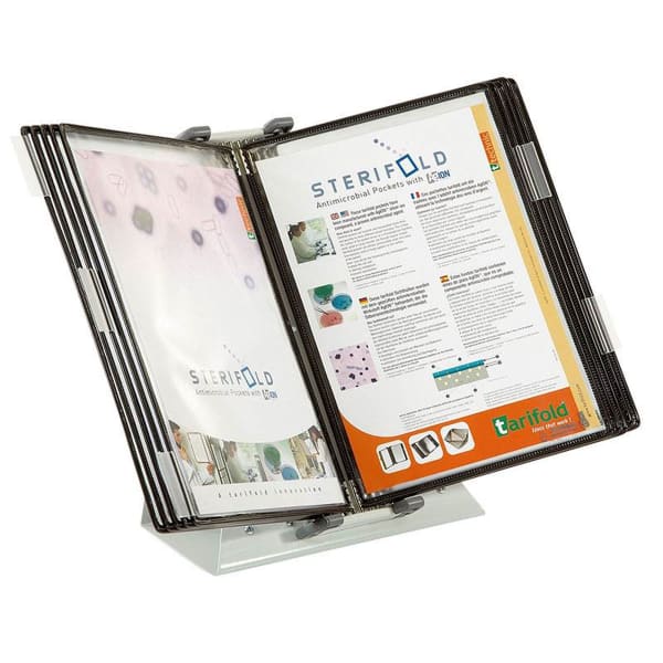 Tarifold DA271 10-Panel Desktop Reference System With Antimicrobial Protection, 15inH x 12inW x 16inD, Black