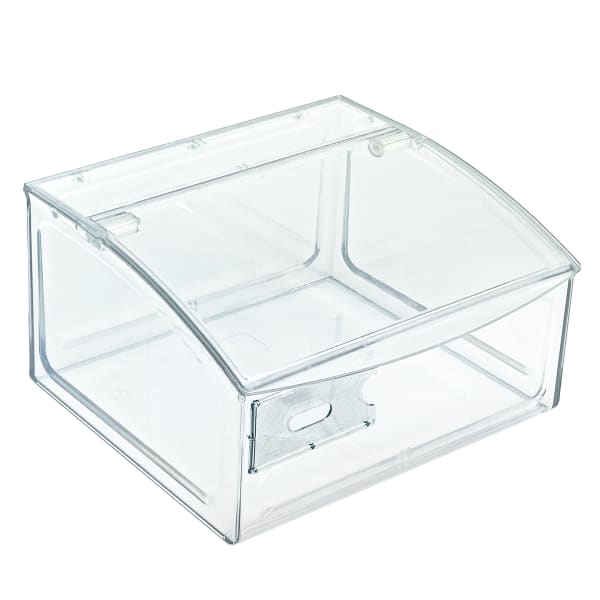 Azar Displays Candy Bin With Hinged Top Lid, 7inH x 11-3/4inW x 9-3/4inD, Clear