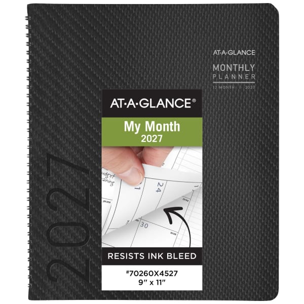 AT-A-GLANCE Contemporary 2027 Monthly Planner, Charcoal, Large, 9in x 11in