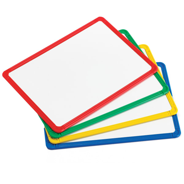 Edx Education Magnetic Dry-Erase Whiteboards, Metal, 13in x 9-1/2in, Assorted Colors, Plastic Frame, Set Of 4 Whiteboards