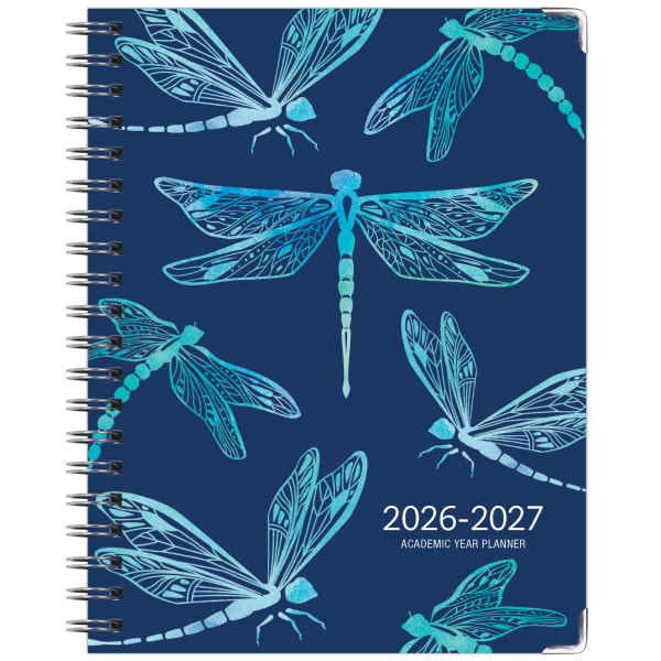 2026-2027 Excello Brands 14-Month Academic Year Hardcover Weekly/Monthly Fashion Planner, 8-1/2in x 11in, Dragonflies, May To June, Total Qty 1