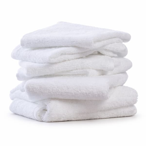 23 Threads Series A202 Cam Border Washcloths, 12in x 12in, White, Total Qty 120