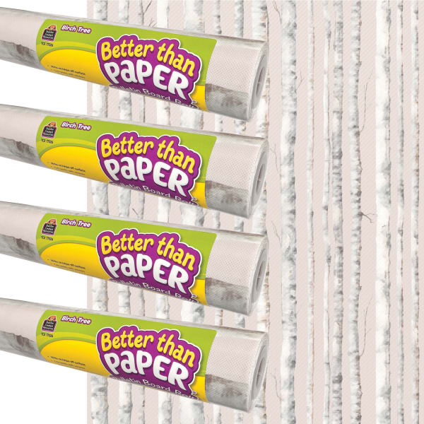 Teacher Created Resources Better Than Paper Bulletin Board Roll, 4ft x 12ft, Birch Trees, 4-Pack