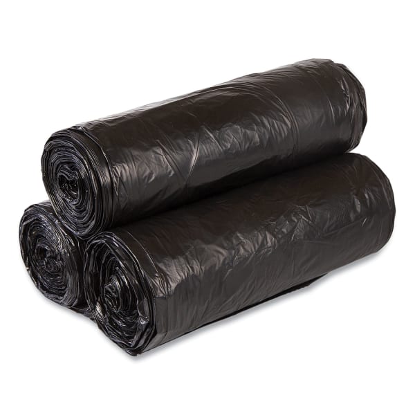 Inteplast Group High-Density Commercial Can Liner Value Pack, 56 gal, 19 mic, 43in x 46in, Black, Interleaved Roll, 25 Bags/Roll, 6 Rolls/CT