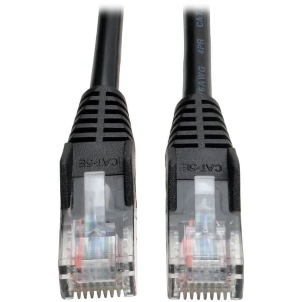 Eaton Tripp Lite Series Cat5e 350 MHz Snagless Molded (UTP) Ethernet Cable (RJ45 M/M), PoE - Black, 3 ft. (0.91 m) - N001003BK