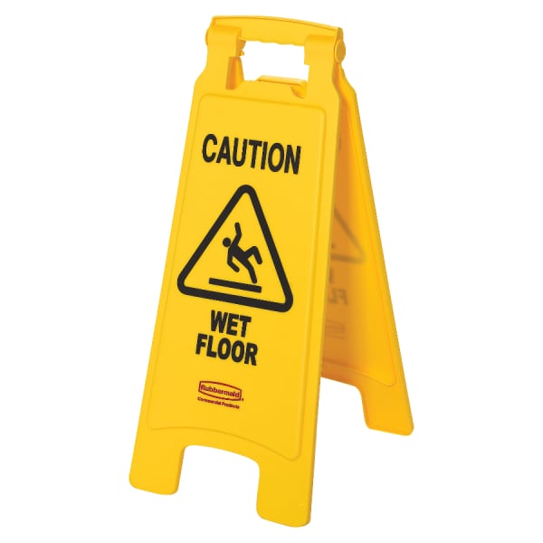 Rubbermaid Caution Wet Floor Safety Sign, 25in x 11in, Yellow